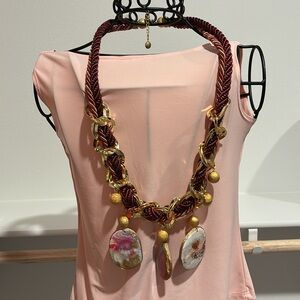 Kate Spade Gold and Brown Woven Necklace
